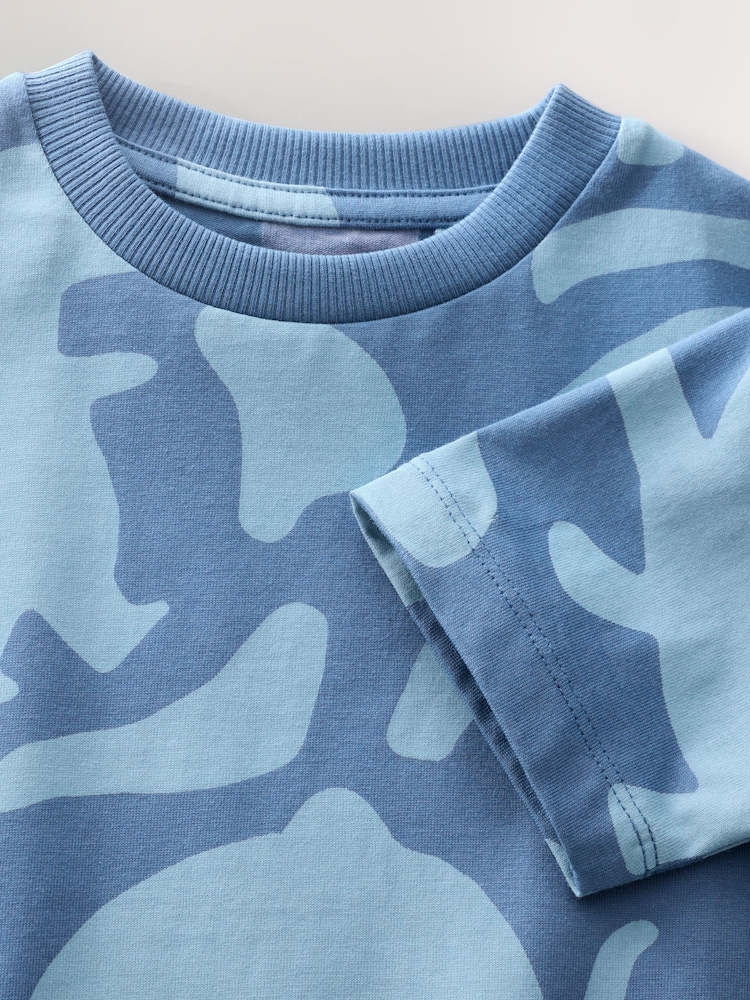 Blue Dinosaur Print Short Sleeve All-Over Print T-Shirt (3mths-7yrs) - Image 4 of 4