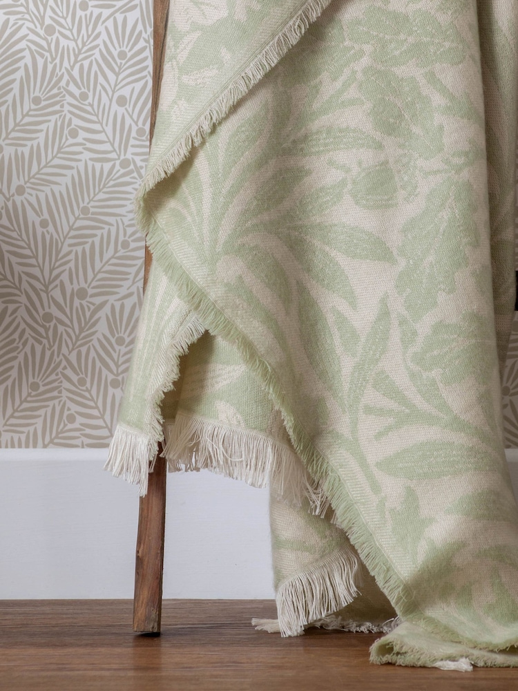 Morris & Co Sage Acorn Tonal Woven Faux Fur Throw - Image 2 of 9