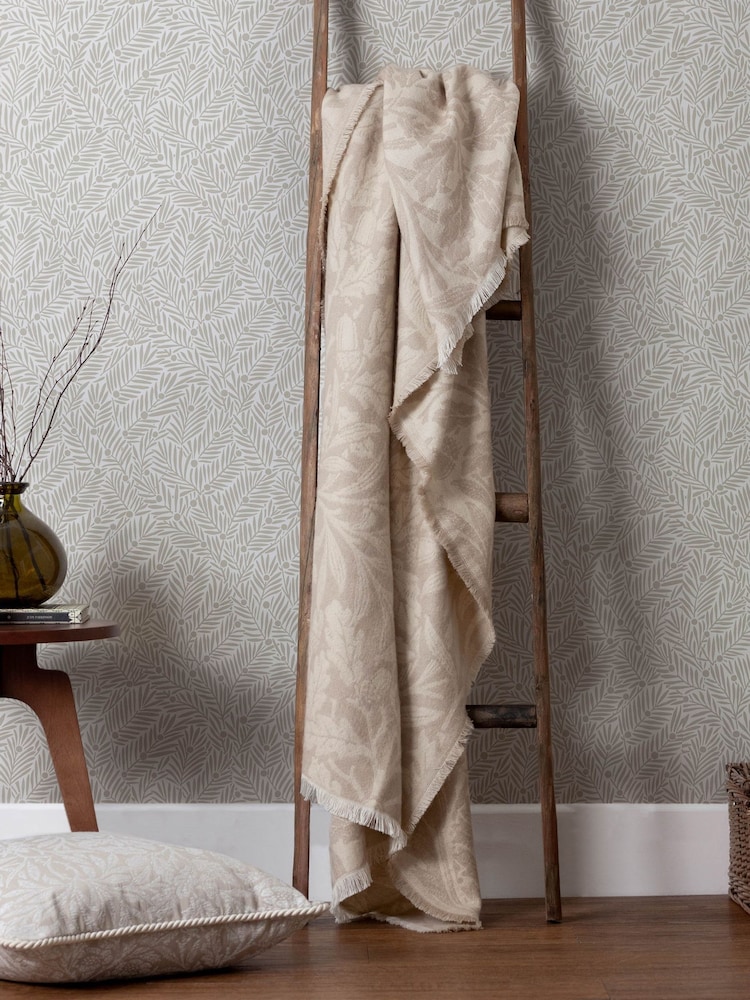 Morris & Co. Linen Acorn Tonal Woven Faux Fur Throw - Image 2 of 9