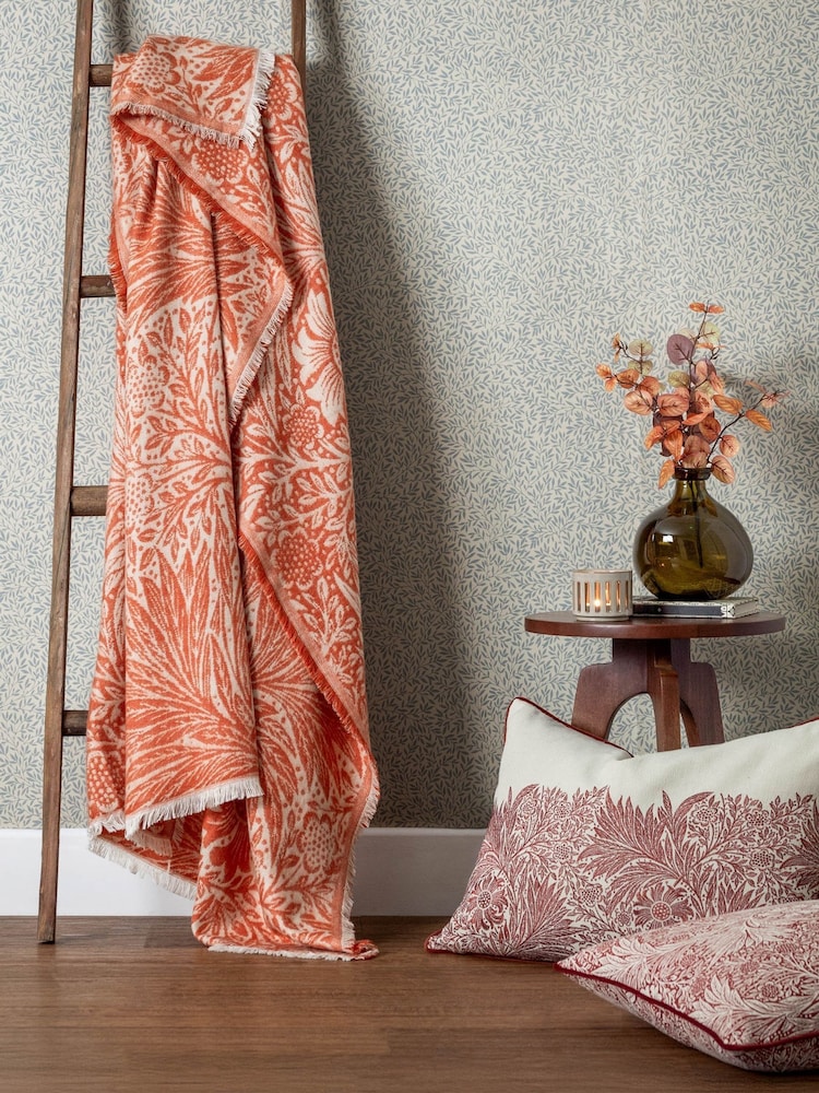 Morris & Co. Russet Marigold Woven Faux Fur Throw - Image 1 of 9