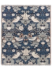 Morris & Co Indigo Strawberry Thief Jacquard Multi Layer Throw - Image 3 of 8