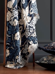 Morris & Co Indigo Strawberry Thief Jacquard Multi Layer Throw - Image 6 of 8