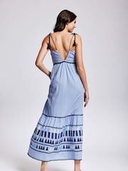 Iconique Blue Ada Strappy Maxi 100% Cotton Dress - Image 2 of 3