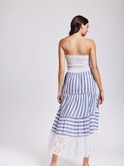 Iconique Blue Gaia Bandeaux Maxi Dress With Linen - Image 2 of 3