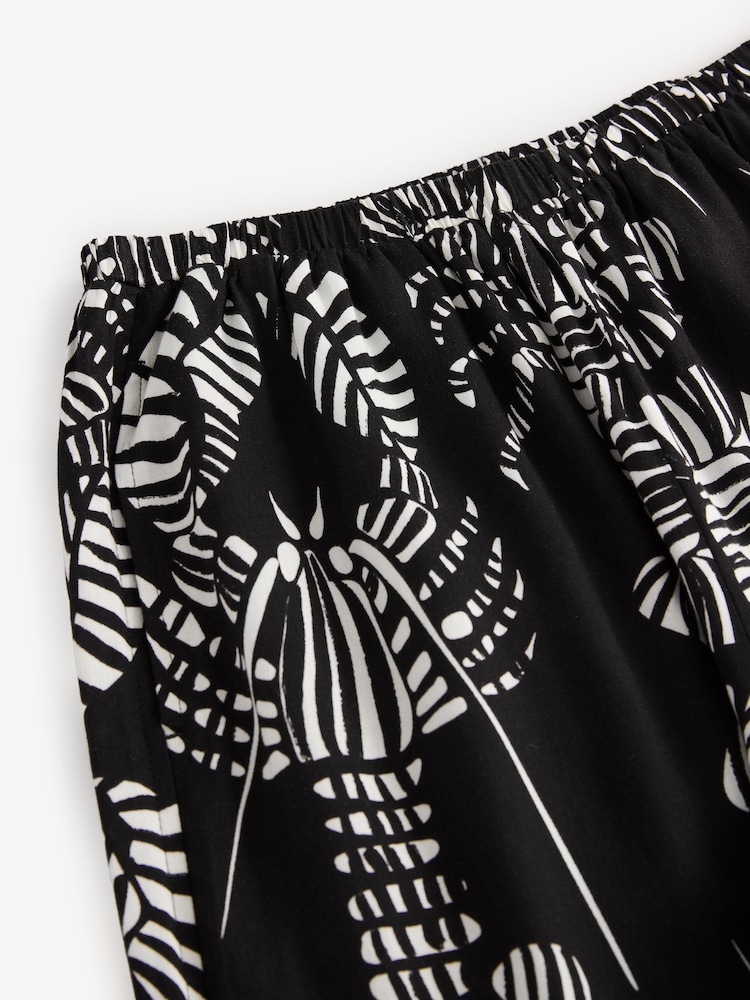 Estampado negro - Pantalones de pernera ancha con lino - Imagen 8 de 8 Estampado negro - Pantalones de pernera ancha con lino - Imagen 8 de 8