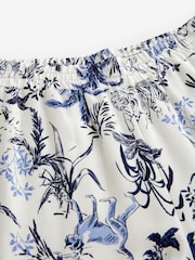Blanc/Bleu Imprimé animal - Pantalons larges en satin - Image 6 de 7