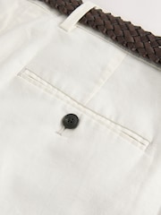 Crudo - Pantalón con cinturón de mezcla de algodón y lino inteligente de corte regular - Imagen 9 de 11