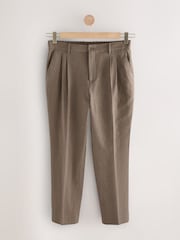 Mushroom Brown Smart Linen Look Trousers With Internal Drawcord - Image 1 of 5
