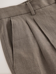 Mushroom Brown Smart Linen Look Trousers With Internal Drawcord - Image 11 of 11