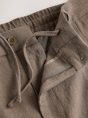 Mushroom Brown Smart Linen Look Trousers With Internal Drawcord - Image 2 of 5