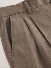 Mushroom Brown Smart Linen Look Trousers With Internal Drawcord - Image 3 of 5