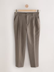 Mushroom Brown Smart Linen Look Trousers With Internal Drawcord - Image 7 of 11
