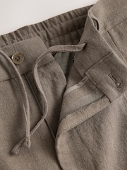 Mushroom Brown Smart Linen Look Trousers With Internal Drawcord - Image 9 of 11