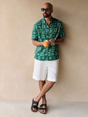 Blanco - Smart Linen Look Shorts With Internal Drawcord - Imagen 2 de 8