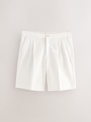 Blanco - Smart Linen Look Shorts With Internal Drawcord - Imagen 5 de 8
