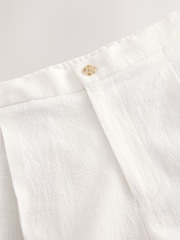 Blanco - Smart Linen Look Shorts With Internal Drawcord - Imagen 7 de 8
