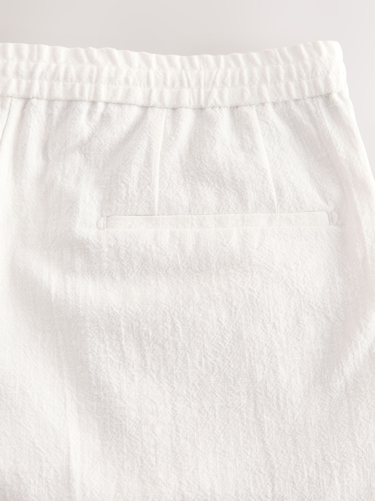 Blanco - Smart Linen Look Shorts With Internal Drawcord - Imagen 8 de 8