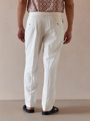Blanco - Smart Linen Look Trousers With Internal Drawcord - Imagen 3 de 5