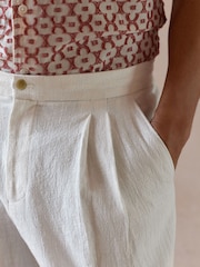 Blanco - Smart Linen Look Trousers With Internal Drawcord - Imagen 5 de 5