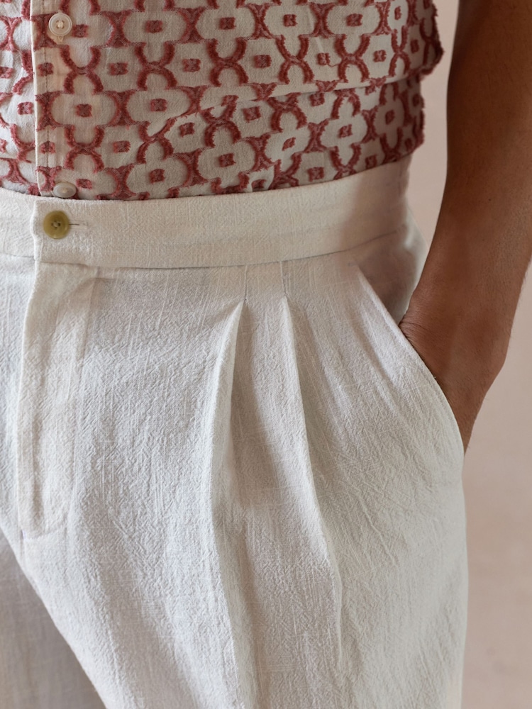 Blanco - Smart Linen Look Trousers With Internal Drawcord - Imagen 5 de 5