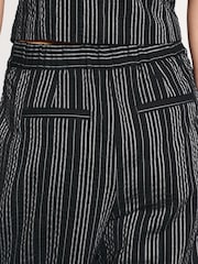 Black/White Straight Leg Textured Striped Trousers - Image 5 of 8