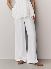 Weiß - Wide-Leg-Hose mit Leinen - Bild 2 von 7