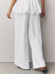 Weiß - Wide-Leg-Hose mit Leinen - Bild 3 von 7