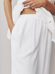 Weiß - Wide-Leg-Hose mit Leinen - Bild 4 von 7