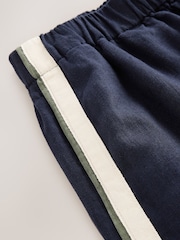 Navy Side Stripe Wide Leg Linen Rich Trousers - Image 7 of 8