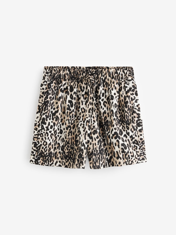 Grey Leopard Print Drawstring Shorts - Image 1 of 3