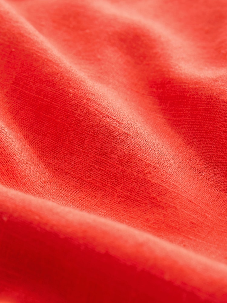 Red Tie Waist Linen Blend Bermuda Knee Shorts - Image 7 of 7