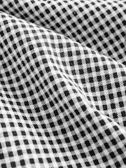 Black/White Gingham Stay Smart Barrel Leg Linen Rich Trousers - Image 8 of 8