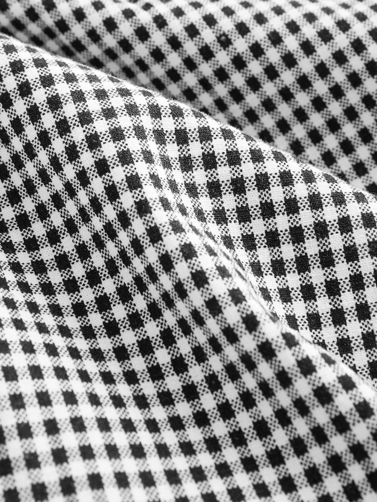 Black/White Gingham Stay Smart Barrel Leg Linen Rich Trousers - Image 8 of 8