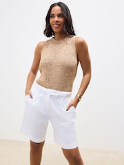 Wit - Linnen rijke city shorts - Image 1 of 4