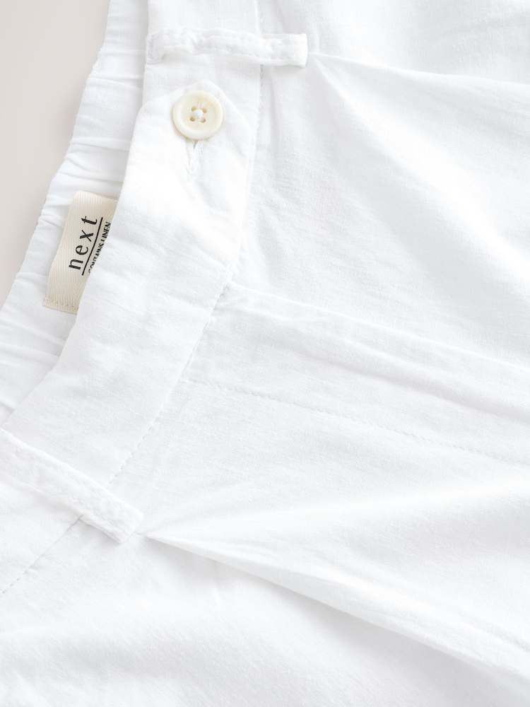 White Linen Rich City Knee Shorts - Image 11 of 11