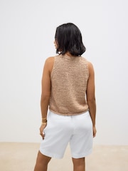 White Linen Rich City Knee Shorts - Image 7 of 11