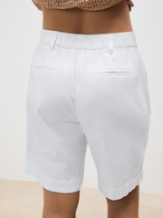 White Linen Rich City Knee Shorts - Image 9 of 11