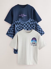 Sivo-modra skate - Sproščeno prilegajoča se grafična majica s kratkimi rokavi 100% Bombažne majice 3 Pack (3-16yrs) - Slika 1 iz 4
