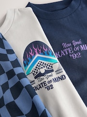 Grey/Blue Skate Relaxed Fit Graphic Print Short Sleeve T-Shirts 3 Pack (3-16yrs) - Image 5 of 7