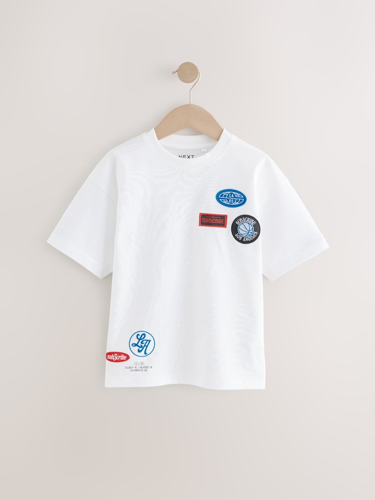 Cobalt Blue/White Stripe Sub5cribe Relaxed Fit Graphic Print Short Sleeve 100% Cotton T-Shirts 3 Pack (3-16yrs) - Image 5 of 7