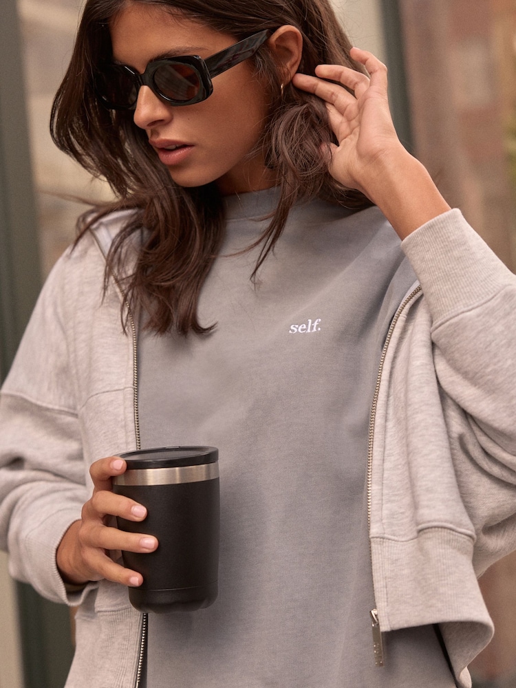 self. Washed Grey 100% Cotton Oversized Heavyweight T-Shirt - Image 4 of 4