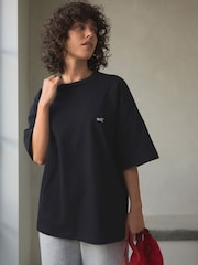 self. Black 100% Cotton Oversized Heavyweight T-Shirt - Image 1 of 9