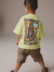 Citrine Yellow Short Sleeve T-Shirt & Carpenter Shorts Set (3mths-7yrs) - Image 1 of 4