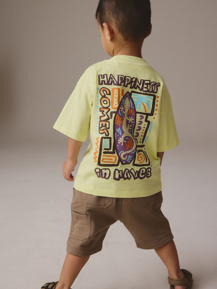 Citrine Yellow Short Sleeve T-Shirt & Carpenter Shorts Set (3mths-7yrs) - Image 1 of 4