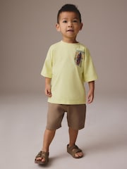 Citrine Yellow Short Sleeve T-Shirt & Carpenter Shorts Set (3mths-7yrs) - Image 2 of 4