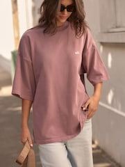 self. Washed Mauve 100% Cotton Oversized Heavyweight T-Shirt - Image 1 of 4