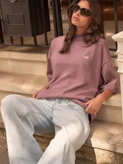 self. Washed Mauve 100% Cotton Oversized Heavyweight T-Shirt - Image 3 of 4