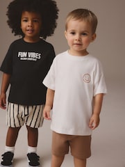 Monochrome Short Sleeve T-Shirts & Joggers Set 2 Pack (3mths-7yrs) - Image 1 of 13