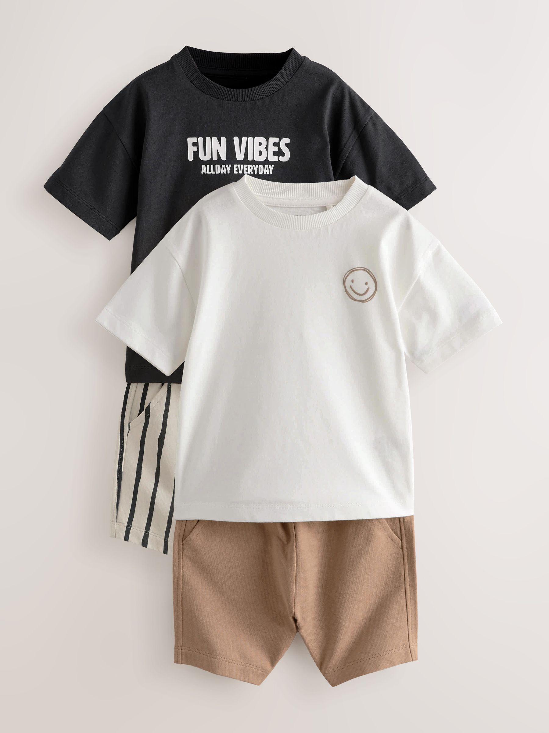 Buy Monochrome Short Sleeve T-Shirts & Joggers Set 2 Pack