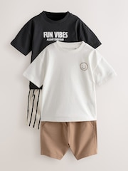 Monochrome Short Sleeve T-Shirts & Joggers Set 2 Pack (3mths-7yrs) - Image 6 of 13